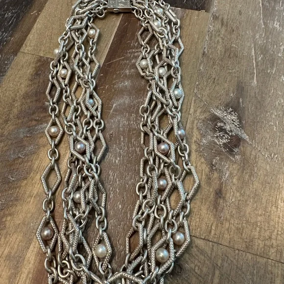 Charles Krypell sterling silver necklace with 14 karat and pearl accents - Picture 2 of 10